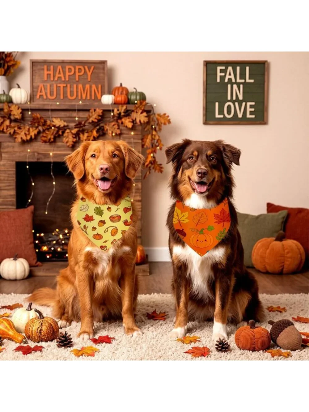 100 Pcs Fall Dog Bandanas for Thanksgiving & Autumn - Medium Size, Cute Designs
